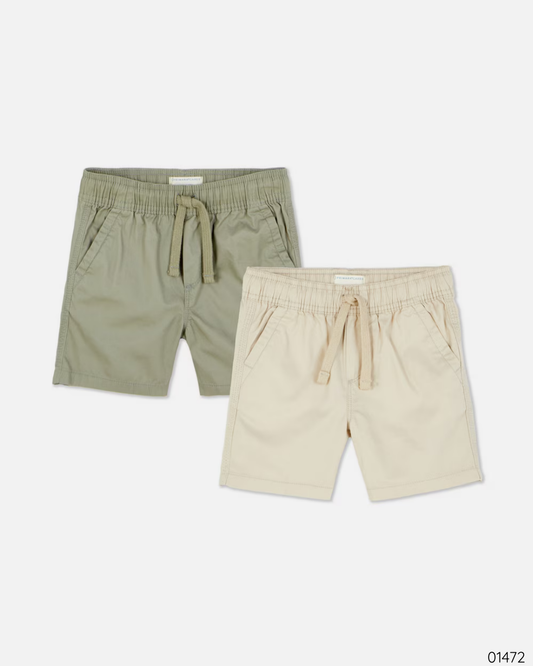 SET SHORT VERDE BEIGE CORDONES