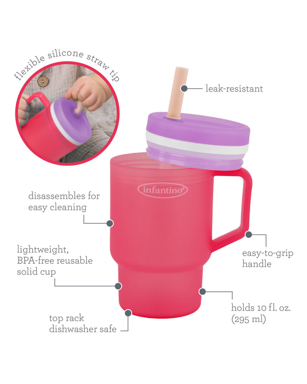 VASO MY 1ST TUMBLER PLASTICO RIGIDO 10 OZ - ROSADO