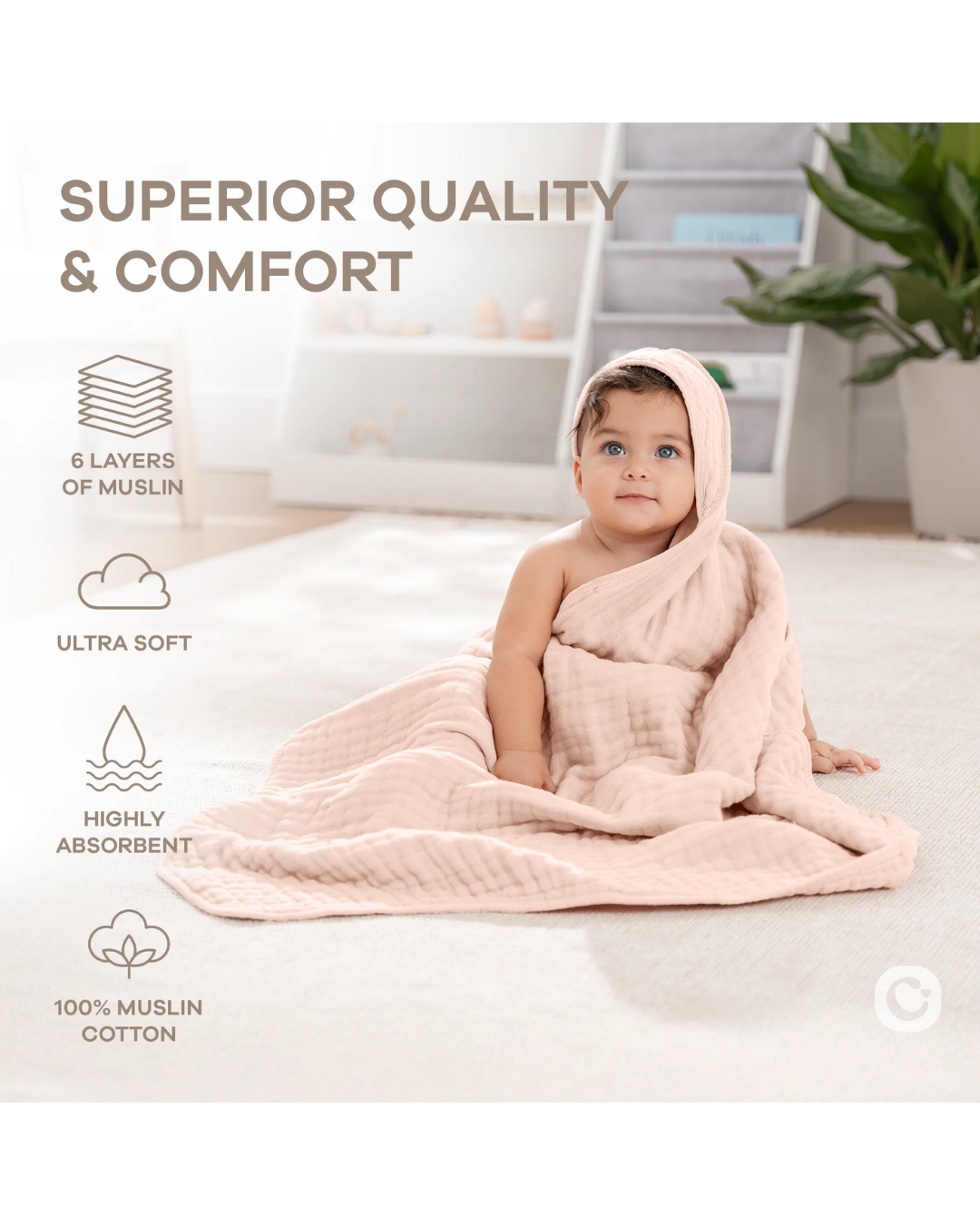 TOALLAS MUSELINA 2PZS ROSA COMFYCUBS