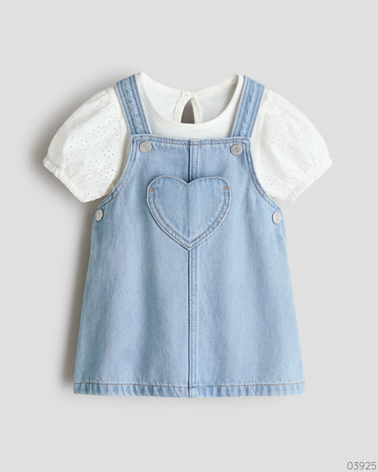 VESTIDO AZUL CORAZON Y CAMISA