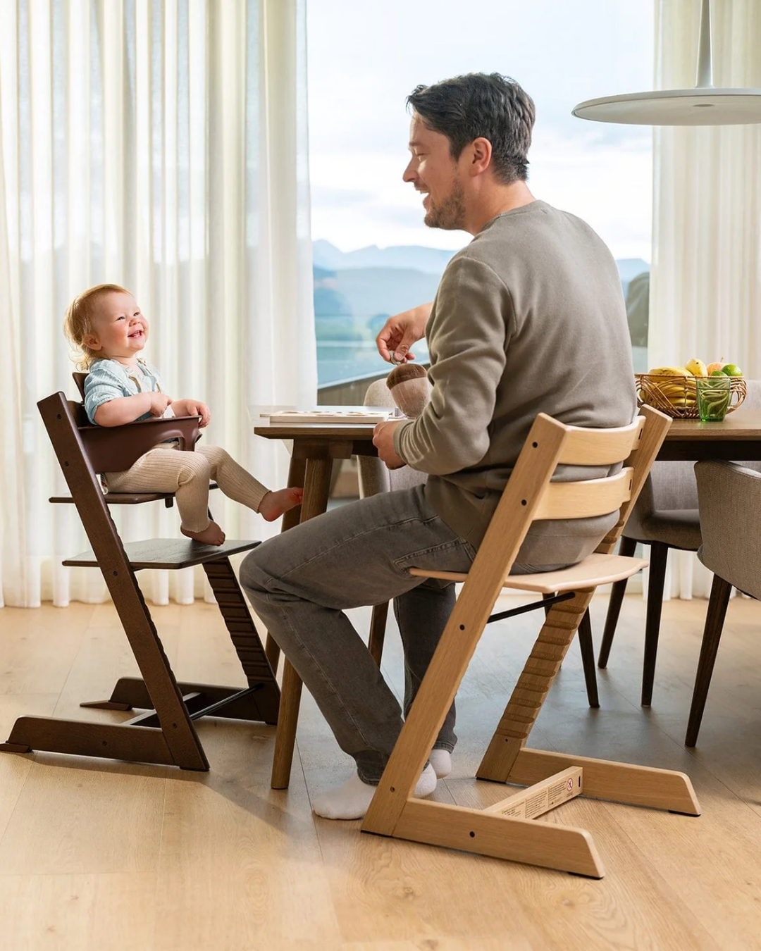 SILLA STOKKE TRIPP TRAPP CAFÉ OSCURO COJIN Y BANDEJA