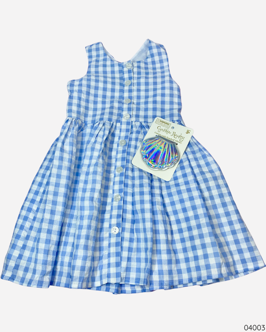VESTIDO AZUL CUADRICULADO ESPEJO