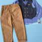 TRAJE 3PZS NIÑO CON CHALECO AZUL PANTALON CAFE