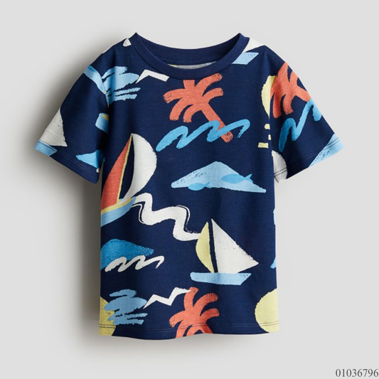 CAMISA H&M AZUL BARCO NIÑO