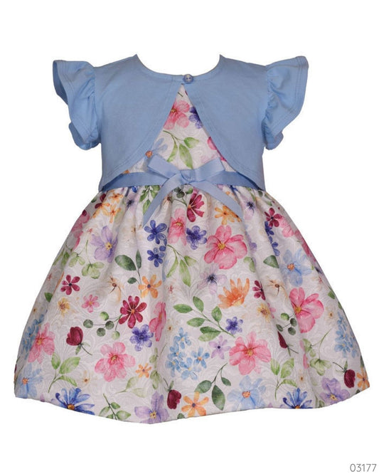 VESTIDO FLOREADO CHALECO AZUL