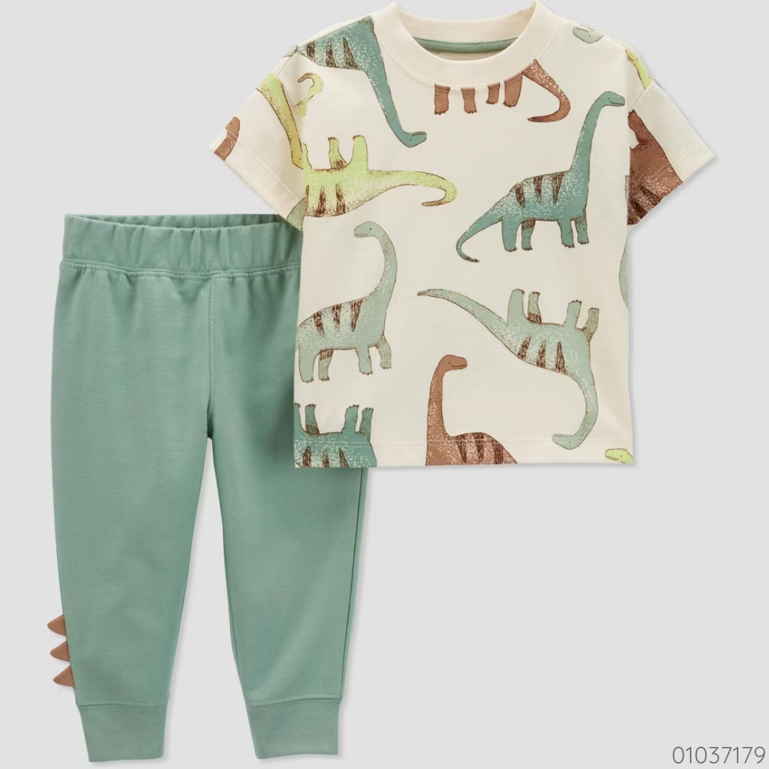 TRAJE 2 PZS DINOS PANTALON VERDE