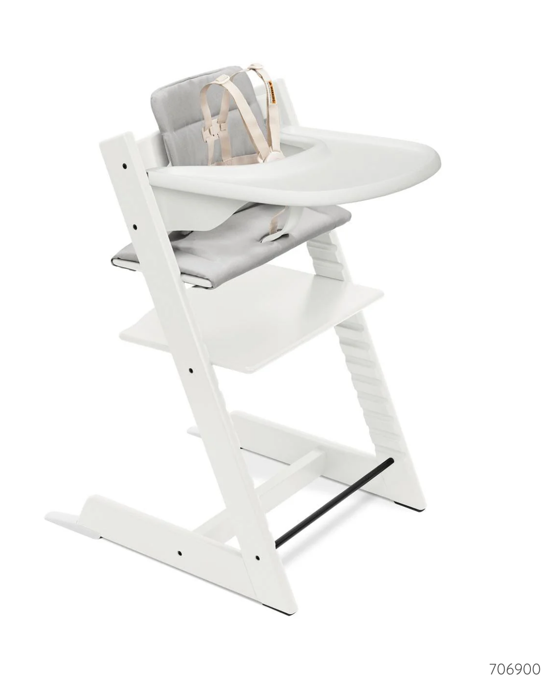 SILLA STOKKE TRIPP TRAPP BLANCA COJIN Y BANDEJA