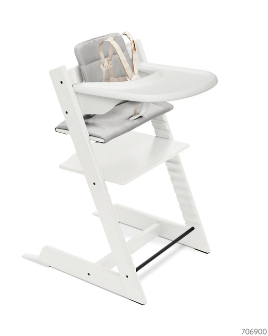 SILLA STOKKE TRIPP TRAPP BLANCA COJIN Y BANDEJA