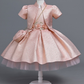 VESTIDO ELEGANTE BLUSH CHALECO Y CARTERA