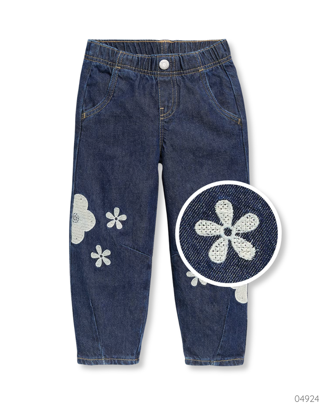 PANTALON BARREL FLORES BORDADAS OLD NAVY