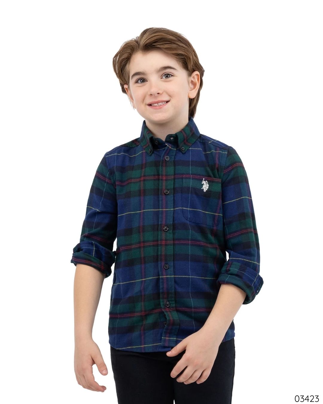 CAMISA FORMAL US POLO CUADROS AZUL VERDE