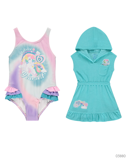 SET TRAJE BAÑO UNICORNIO COLORES