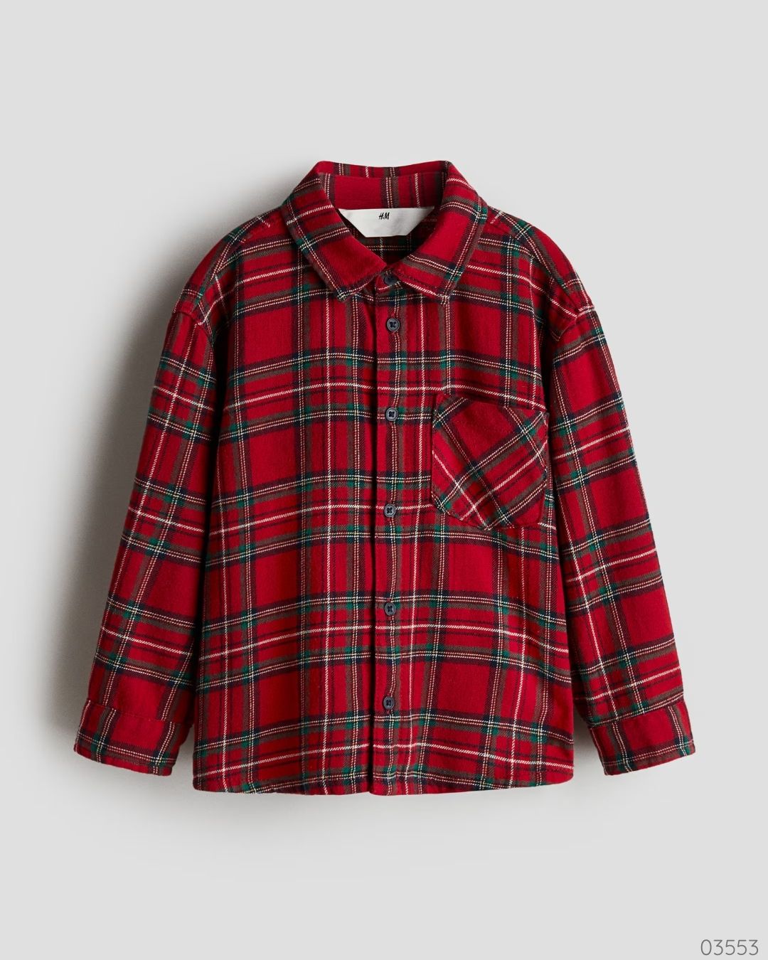 CAMISA ROJO VERDE H&M MANGALARGA NIÑO