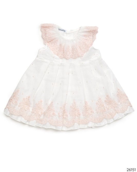 VESTIDO BLANCO ROSA ENCAJE