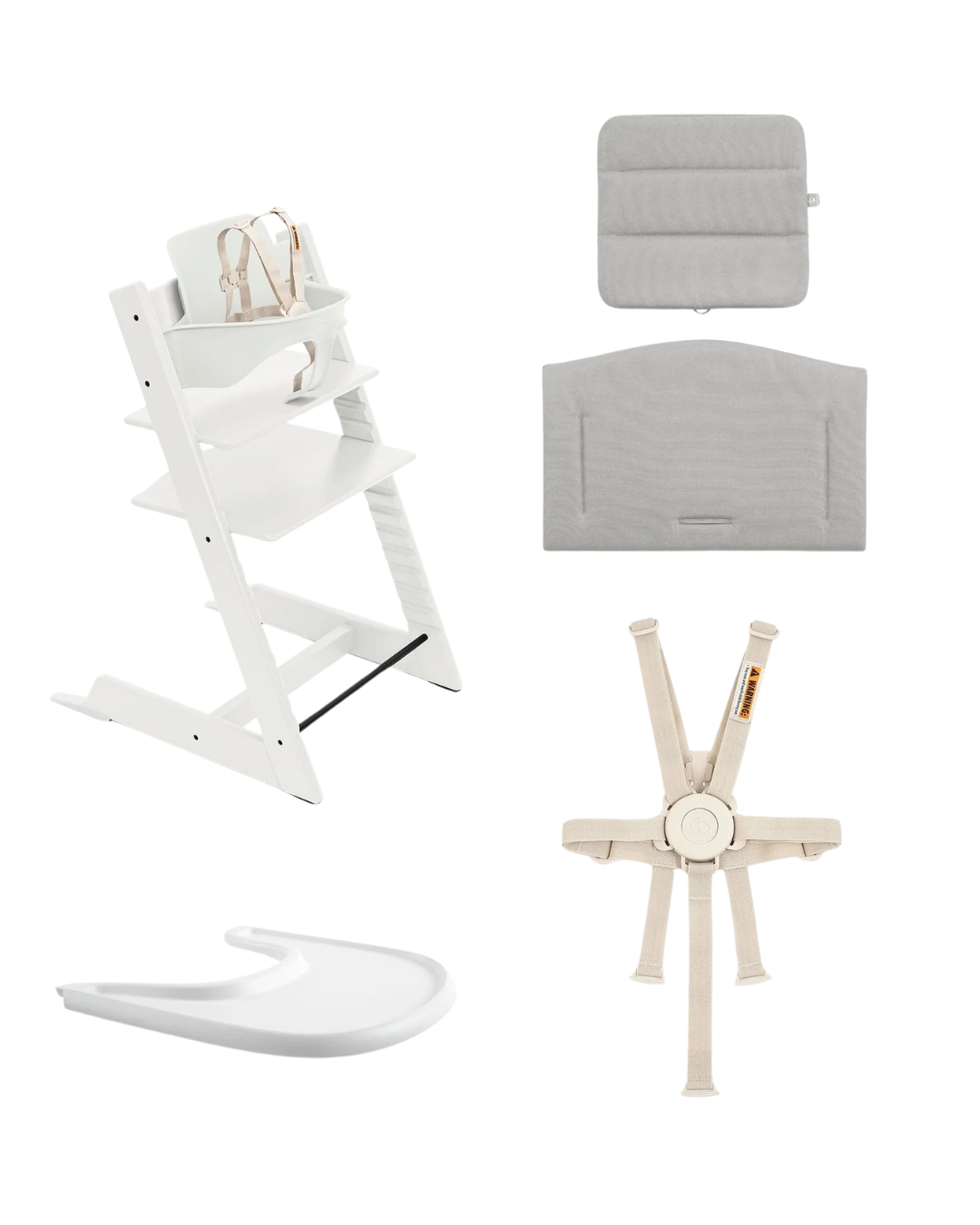 SILLA STOKKE TRIPP TRAPP BLANCA COJIN Y BANDEJA