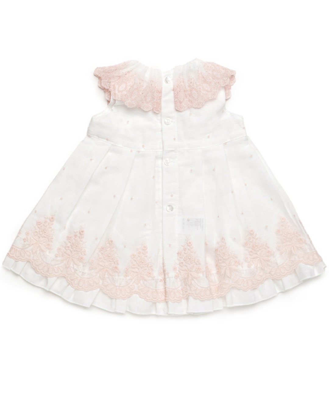 VESTIDO BLANCO ROSA ENCAJE