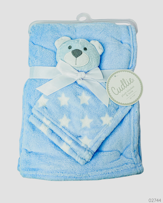 SABANA CON PELUCHE OSO AZUL