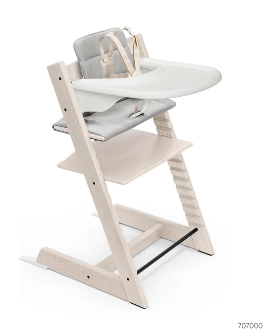 SILLA STOKKE TRIPP TRAPP WHITEWASH COJIN Y BANDEJA