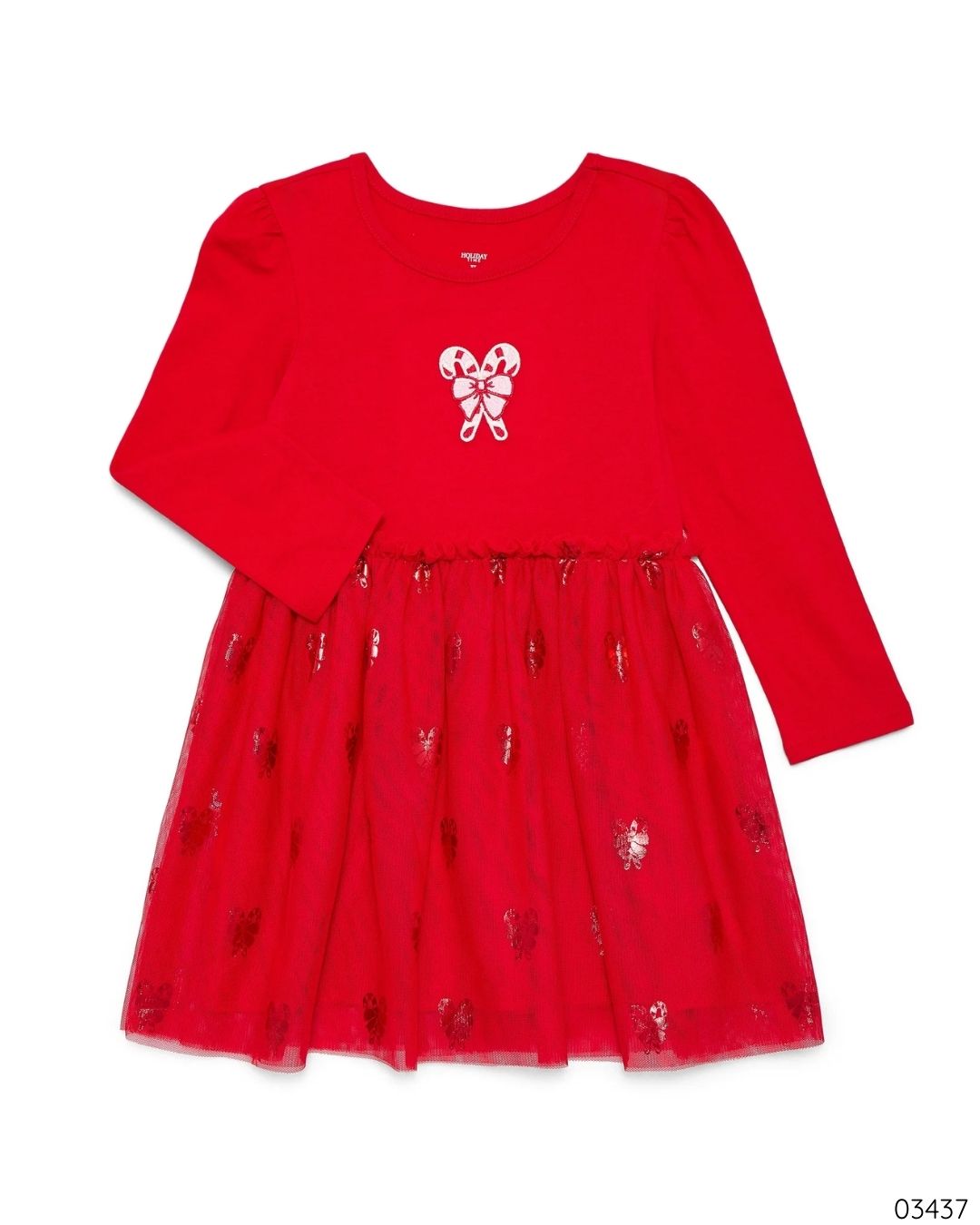 VESTIDO ROJO BASTONES TUL