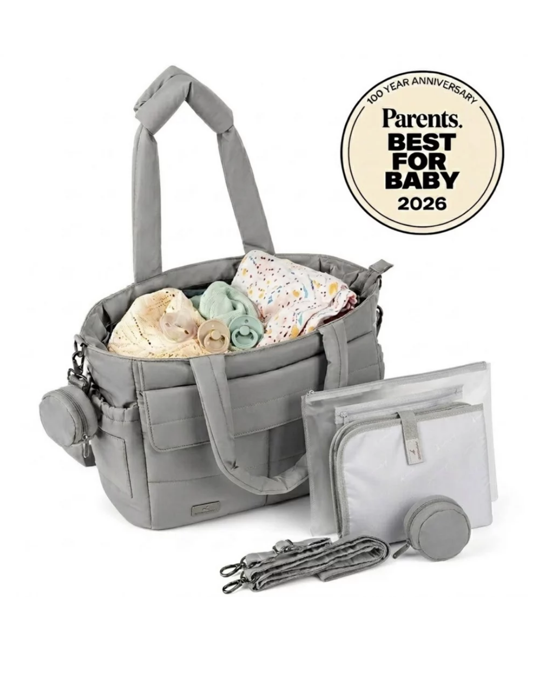 PAÑALERA BABBLERO PUFFER TOTE GRIS