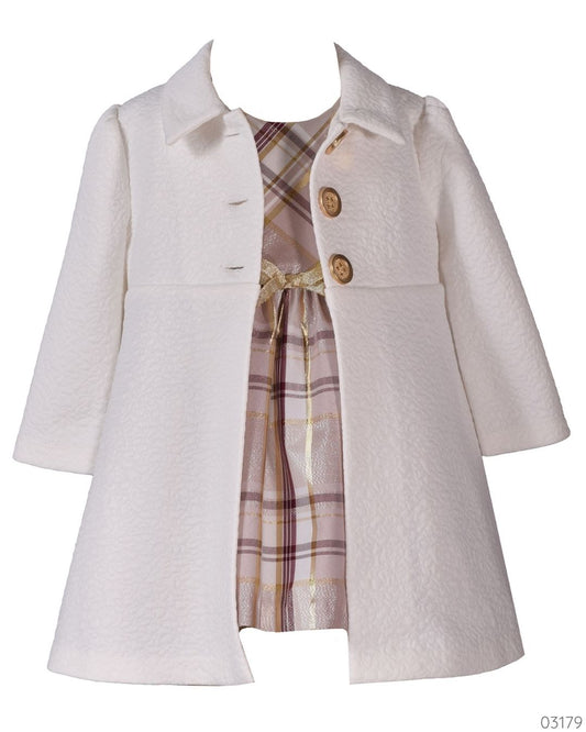 VESTIDO CUADRICULADO ABRIGO BLANCO