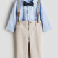 TRAJE FORMAL AZUL CELESTE TIRANTES Y CORBATIN HM