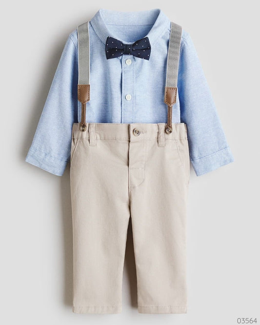 TRAJE FORMAL AZUL CELESTE TIRANTES Y CORBATIN HM