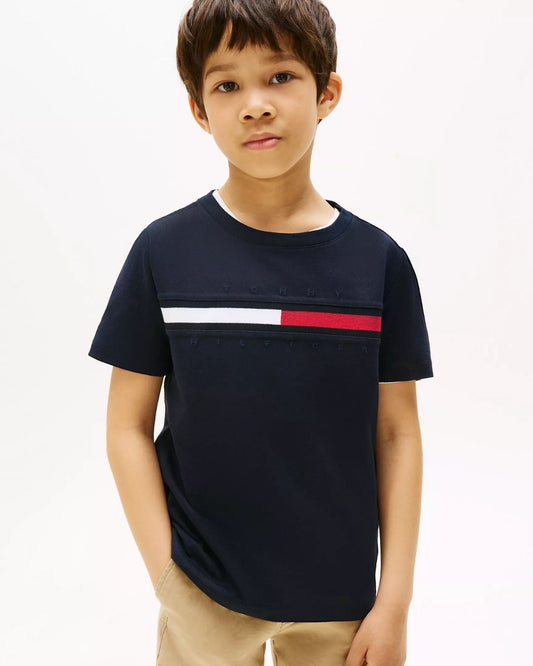 CAMISA TOMMY AZUL NAVY  LOGO BANDERA