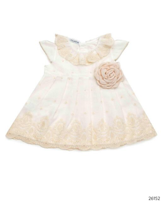 VESTIDO BLANCO BEIGE ENCAJE