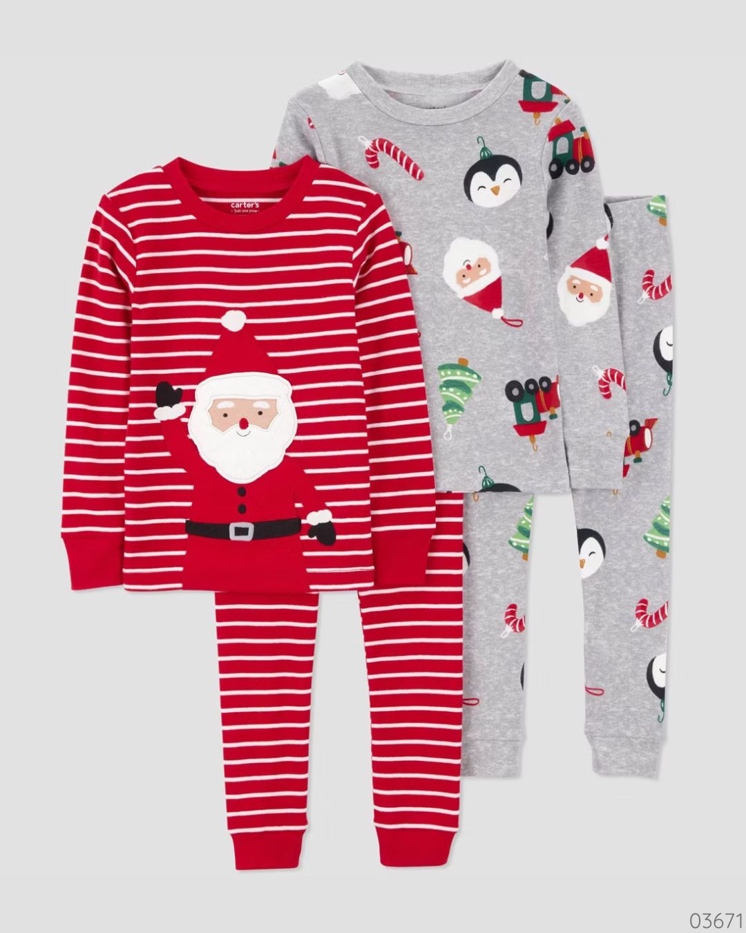 SET DE PIJAMA SANTA ROJO GRIS 4PZS