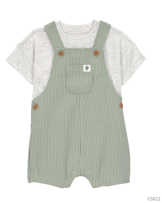 TRAJE 2 PZS VERDE RAYAS