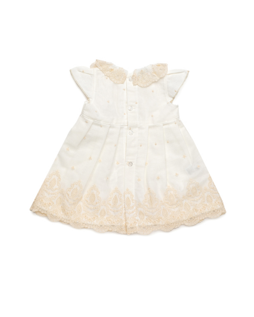 VESTIDO BLANCO BEIGE ENCAJE