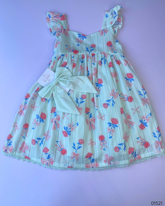 VESTIDO VERDE FLORES 2 PZS GANCHO