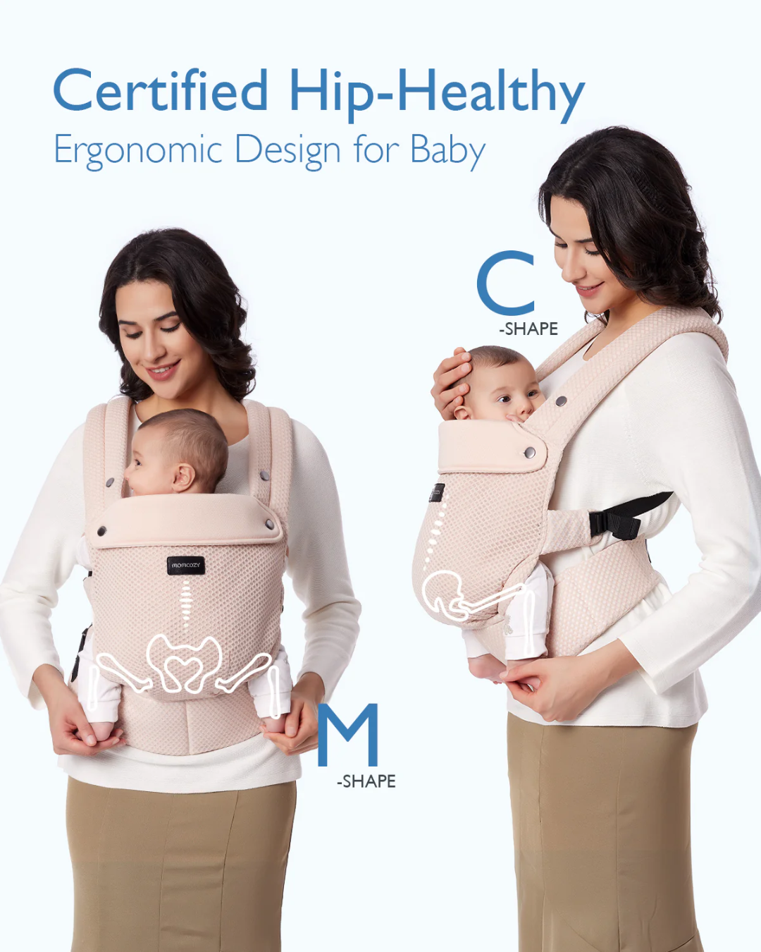 PORTA BEBE ERGONOMIC MALLA TRANSPIRABLE ROSA