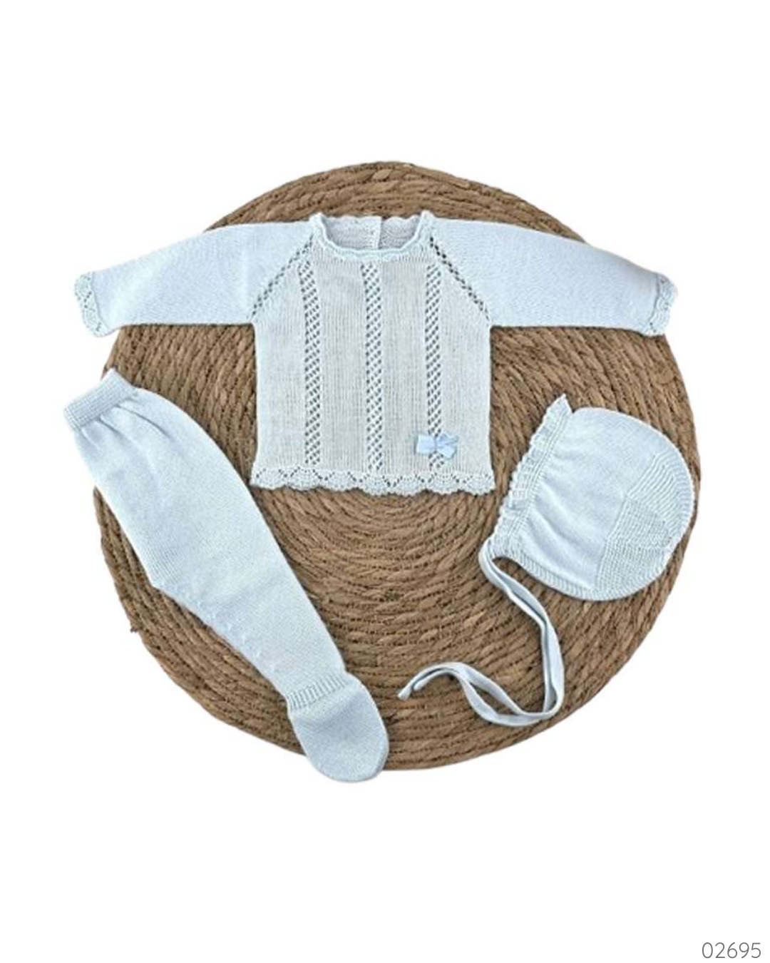 TRAJE TEJIDO CELESTE