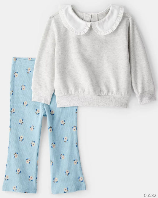 TRAJE 2PZS GRIS PANTALON AZUL NIÑA