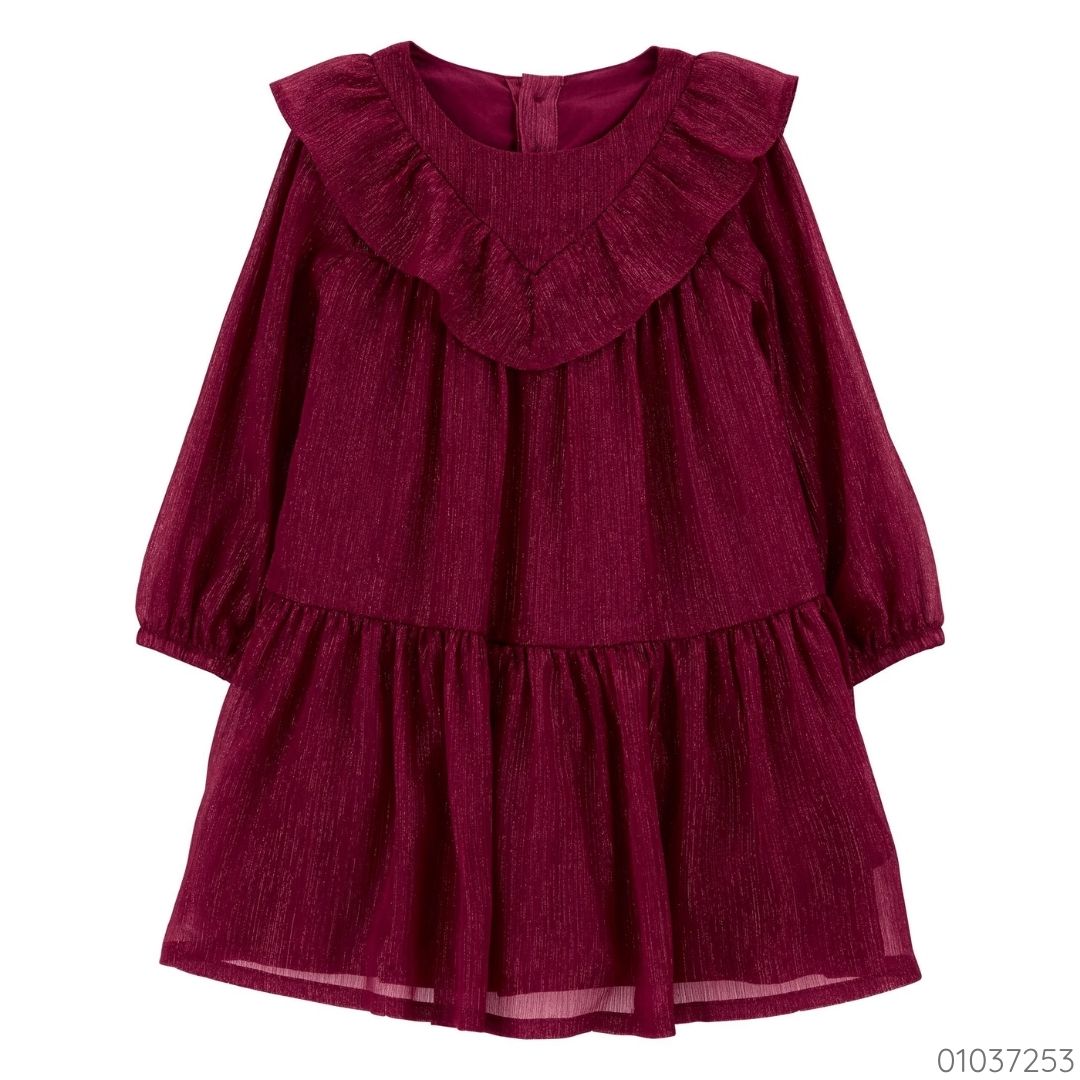 VESTIDO ROJO VINO CARTERS MANGALARGA