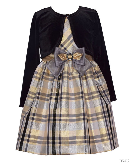 VESTIDO CUADRICULADO CHALECO NEGRO