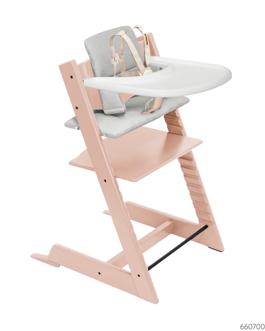 SILLA STOKKE TRIPP TRAPP ROSADA COJIN Y BANDEJA