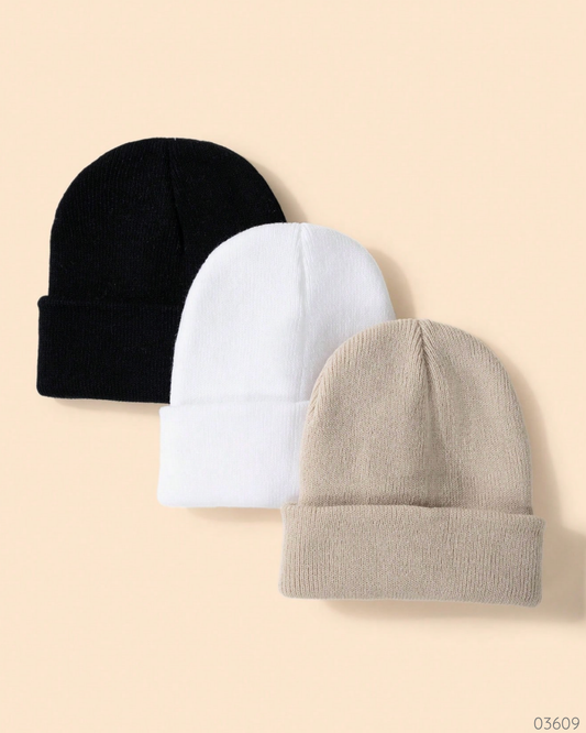 GORRO 3PZS NEGRO BLANCO BEIGE