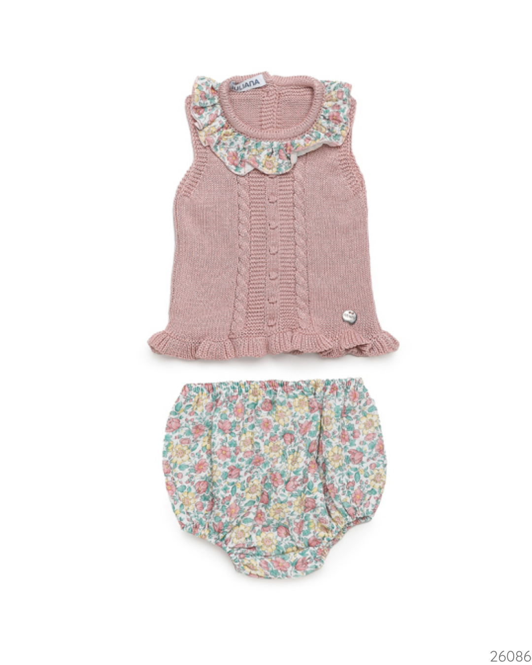 CONJUNTO CAMISA ROSA TEJIDA FLORES