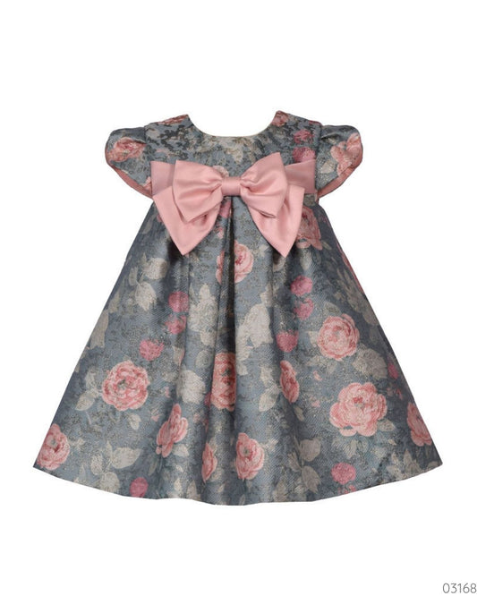 VESTIDO VERDE CHONGO ROSADO