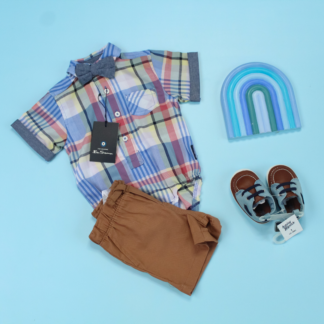 TRAJE NIÑO CAMISA FORMAL SHORT CAFÉ