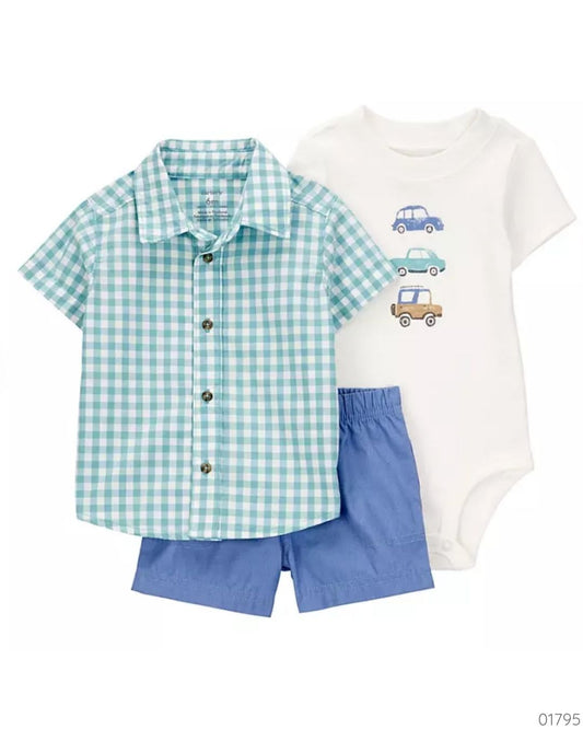 TRAJE 3PZS CARRITOS SHORT AZUL