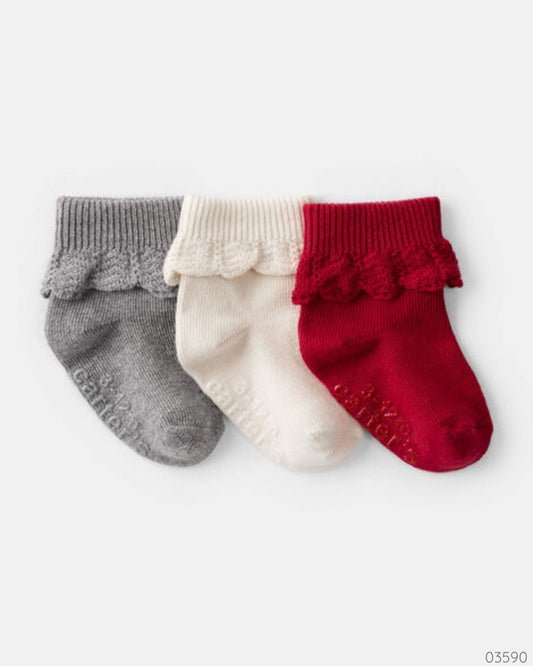 CALCETINES CARTER´S 3PZS ROJO BLANCO GRIS