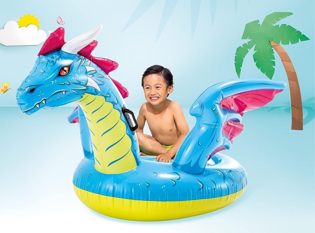 FLOTADOR GRANDE DRAGON AZUL INTEX 79" x 75"