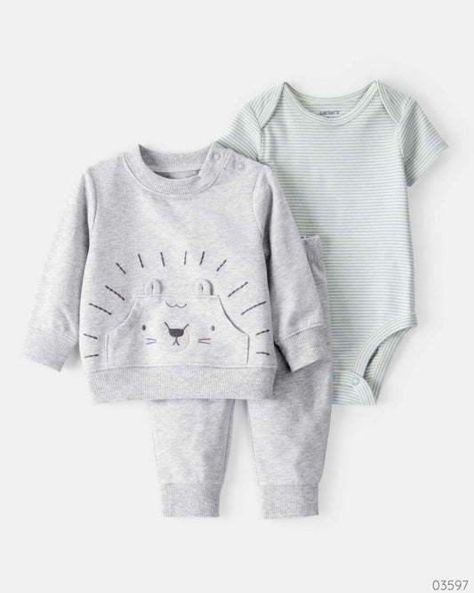 TRAJE 3PZ GRIS GATITO