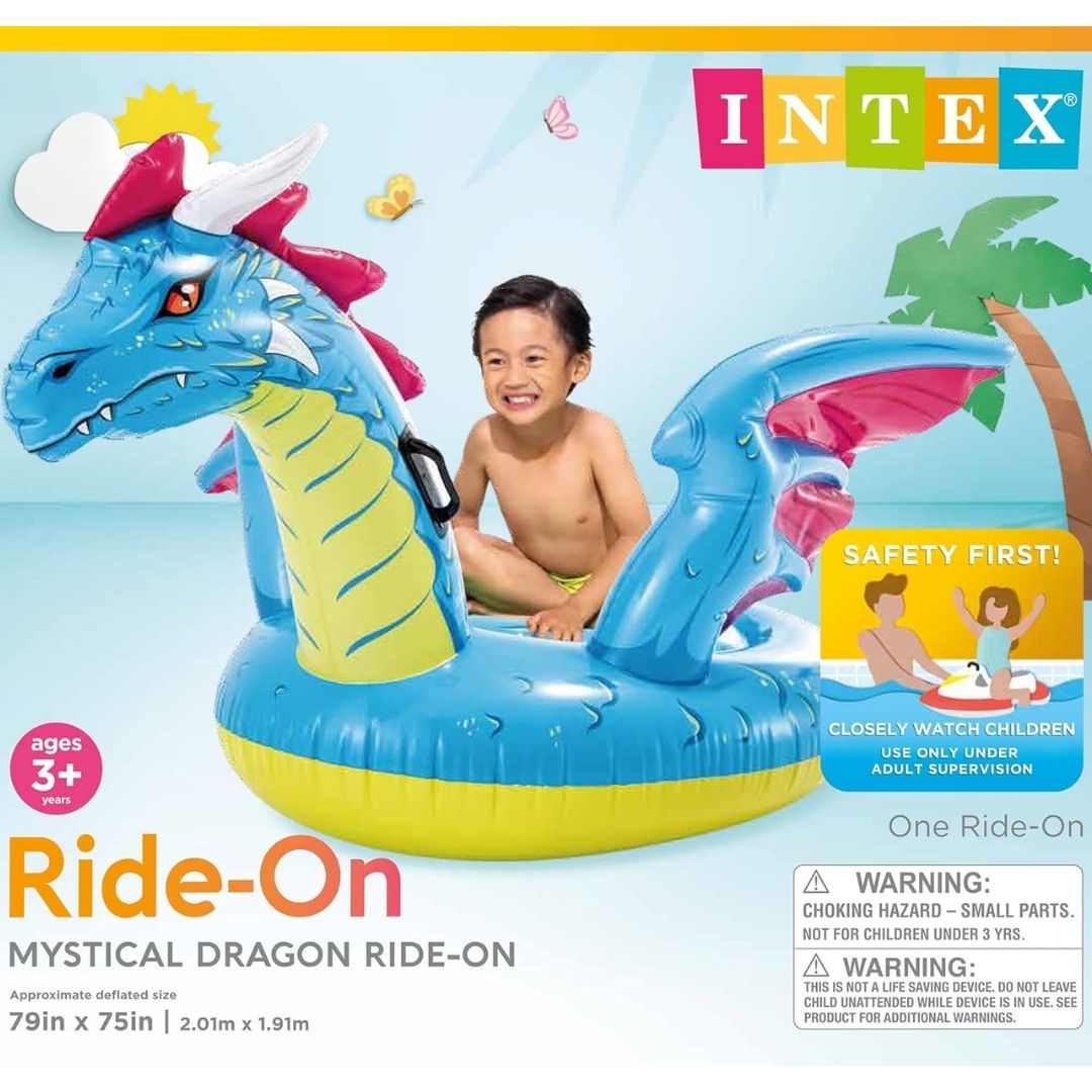 FLOTADOR GRANDE DRAGON AZUL INTEX 79" x 75"