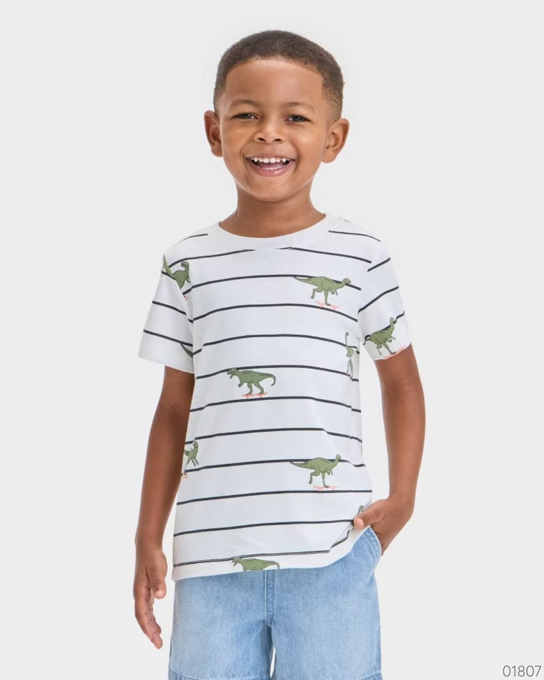 CAMISA CAT&JACK DINOSAURIO BLANCO RAYAS