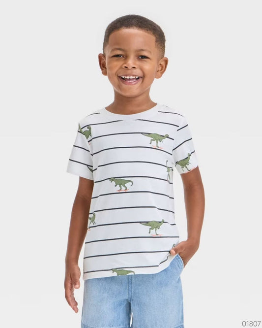 CAMISA CAT&JACK DINOSAURIO BLANCO RAYAS